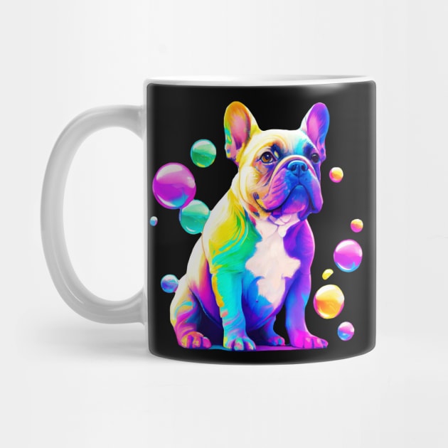 French Bulldog Colorful Art Bubbles Painting by qminati